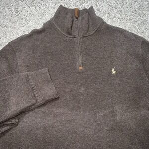 Polo Ralph Lauren Men's Size Large Quarter Zip Pullover Sweatshirt Brown